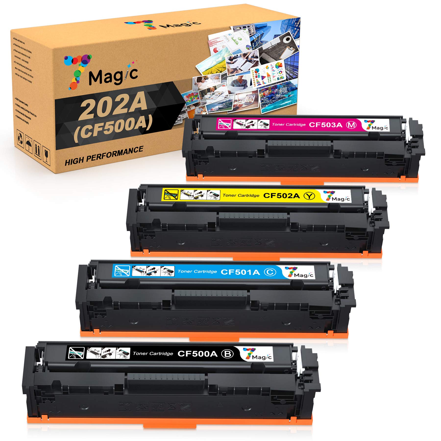 7Magic Compatible Toner Cartridges Replacement for HP M254dw M281fdw for 202A 202X High Yield HP Laserjet Pro MFP M281fdw M254dw M281cdw M254dn M254nw M281fdn M280nw M281 M254 Ink Printer