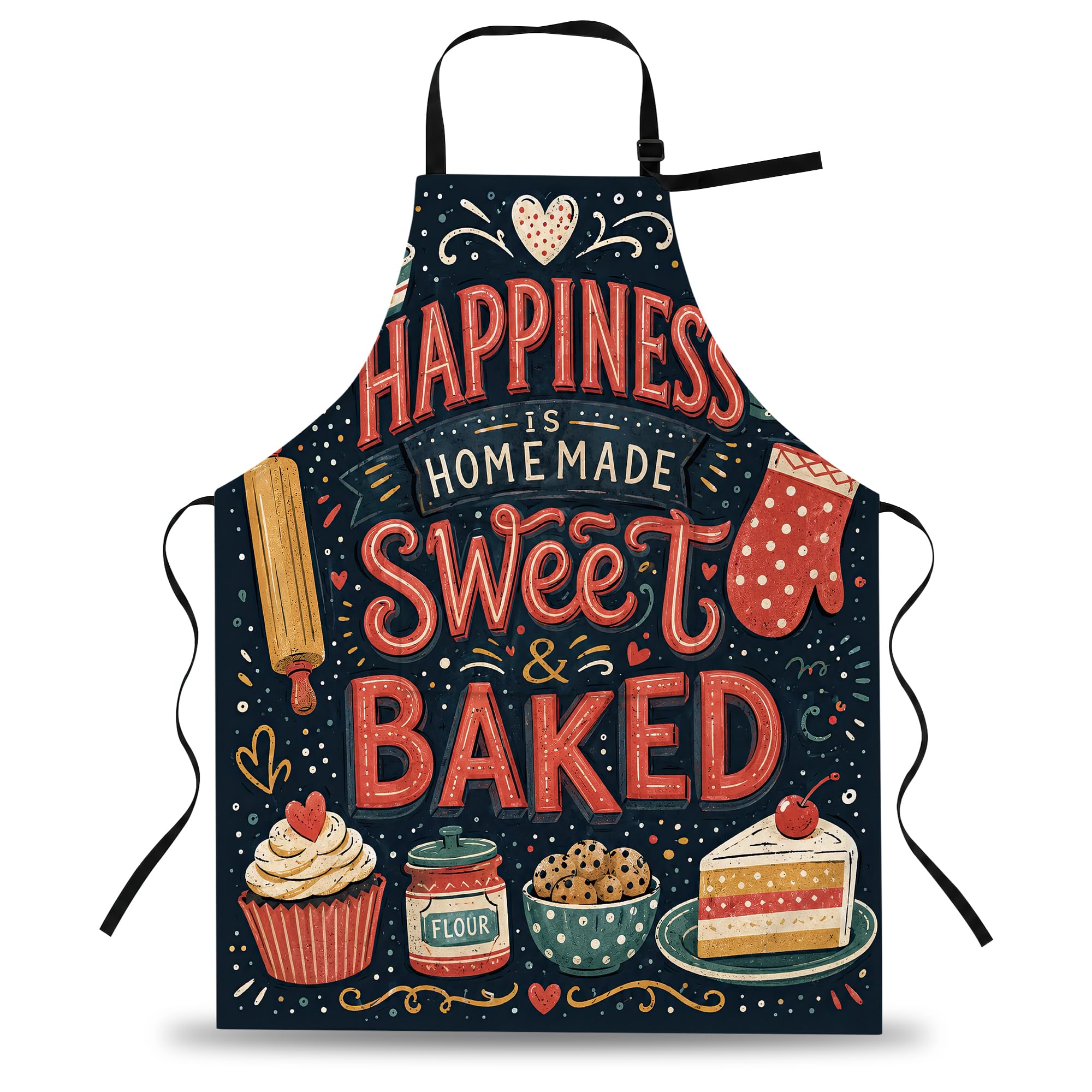 Gearsly Bib Apron with Adjustable Neck Strap for Cooking Baking BBQ