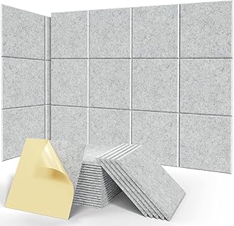 Sonicism 20 Pack Acoustic Panels with Self-Adhesive, 12" X 12" X 0.4" Sound Proof Foam Panels, Decorative Soundproof Wall Panels, Sound Proof Absorbing Tiles for Home & Offices, Silver Gray