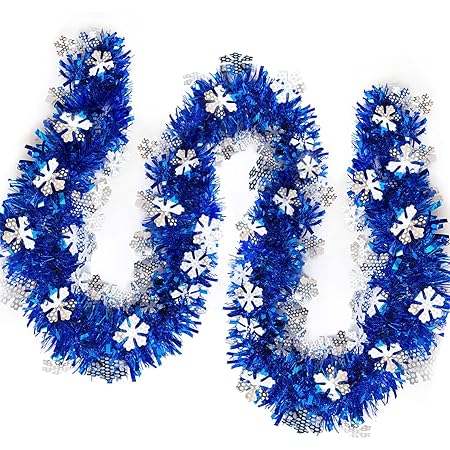 Blaue Schneeflocken Dekoration - 40 Stück Winter Deko Mit Silberseil