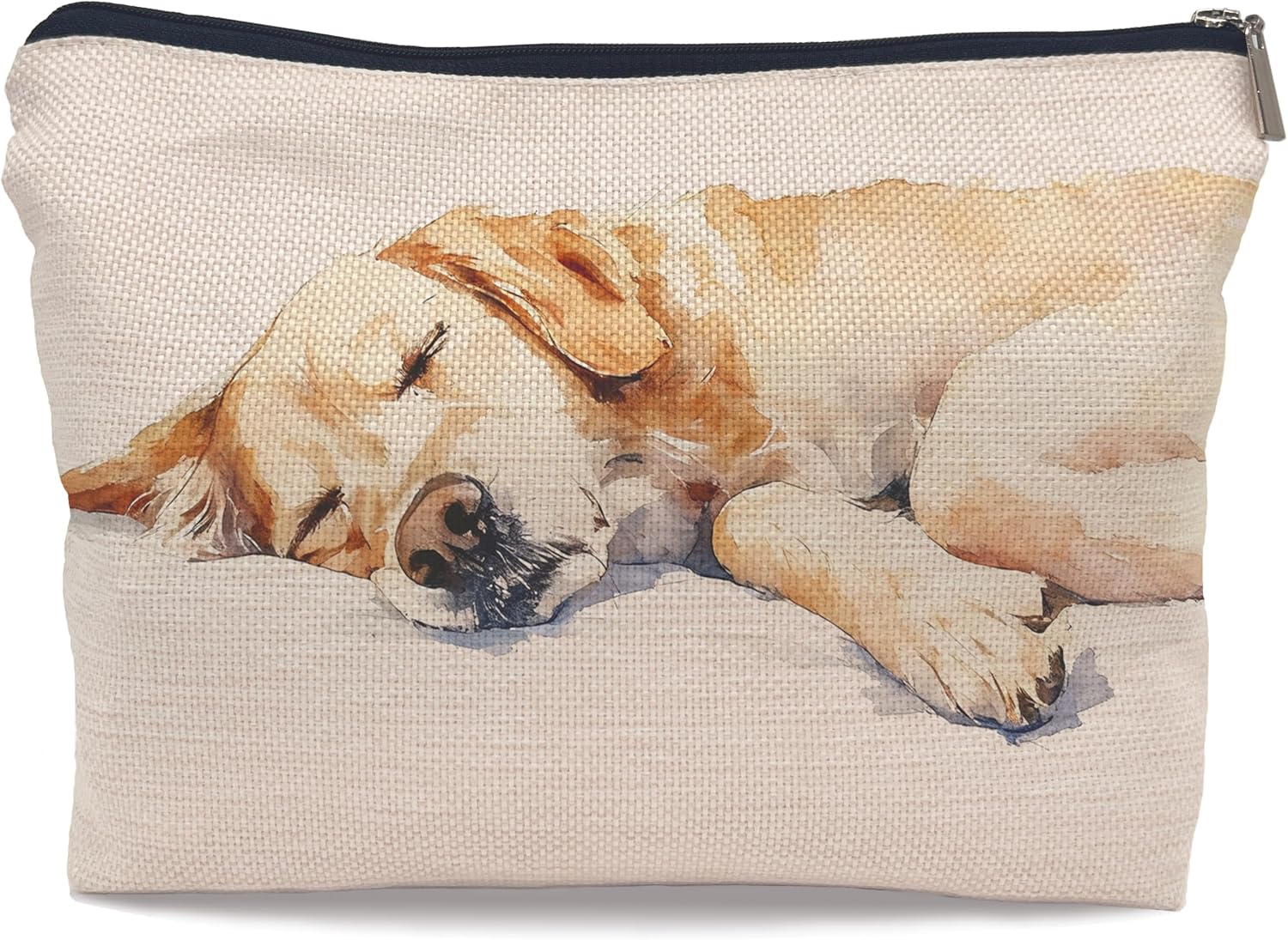 Funny Sleeping Golden Retriever Makeup Cosmetic Bag for Women, Gifts for Golden Retriever Lovers, Dog Mom Lovers Owner Gifts Portable Small Toiletry Bags Zipper Makeup Pouch