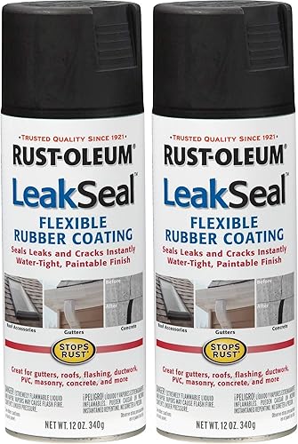 Rust-Oleum 265494 LeakSeal - Spray de revestimiento de goma flexible, 12 onzas, negro, 12 onzas líquidas (paquete de 2)