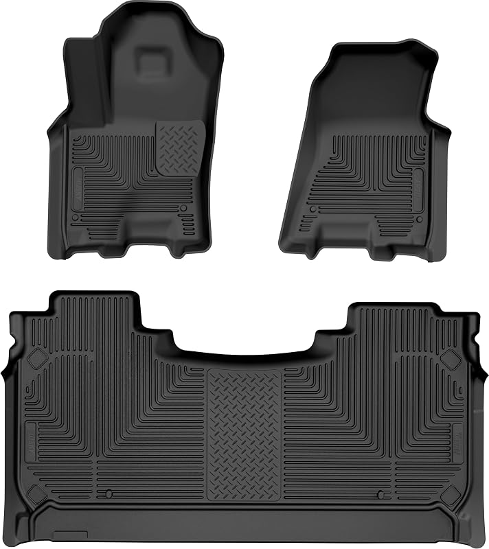 Tapetes automotivos Weatherbeater Husky Liners para Dodge Ram 1500 Crew Cab 2025–2026, dianteiros e 2ª fileira, pretos, 3 peças – 94491