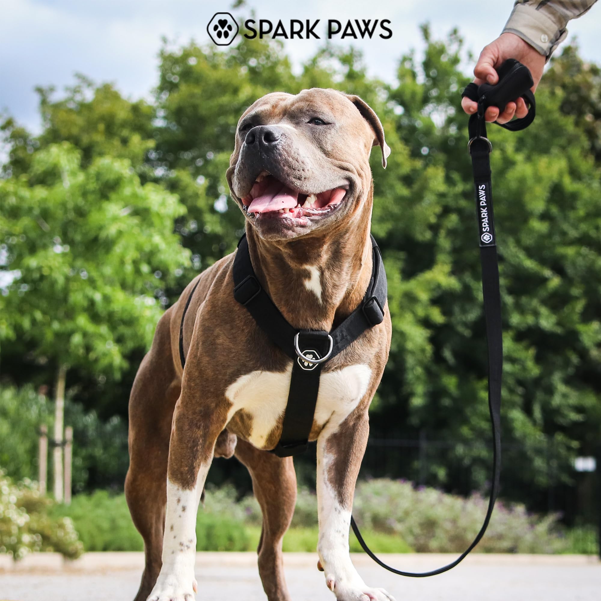 Spark Paws Harnais pour chien sans traction pour chiens de grande taille, harnais pour chien très résistant pour grandes races fortes, réglable, design de halter en forme de Y rembourré avec clip