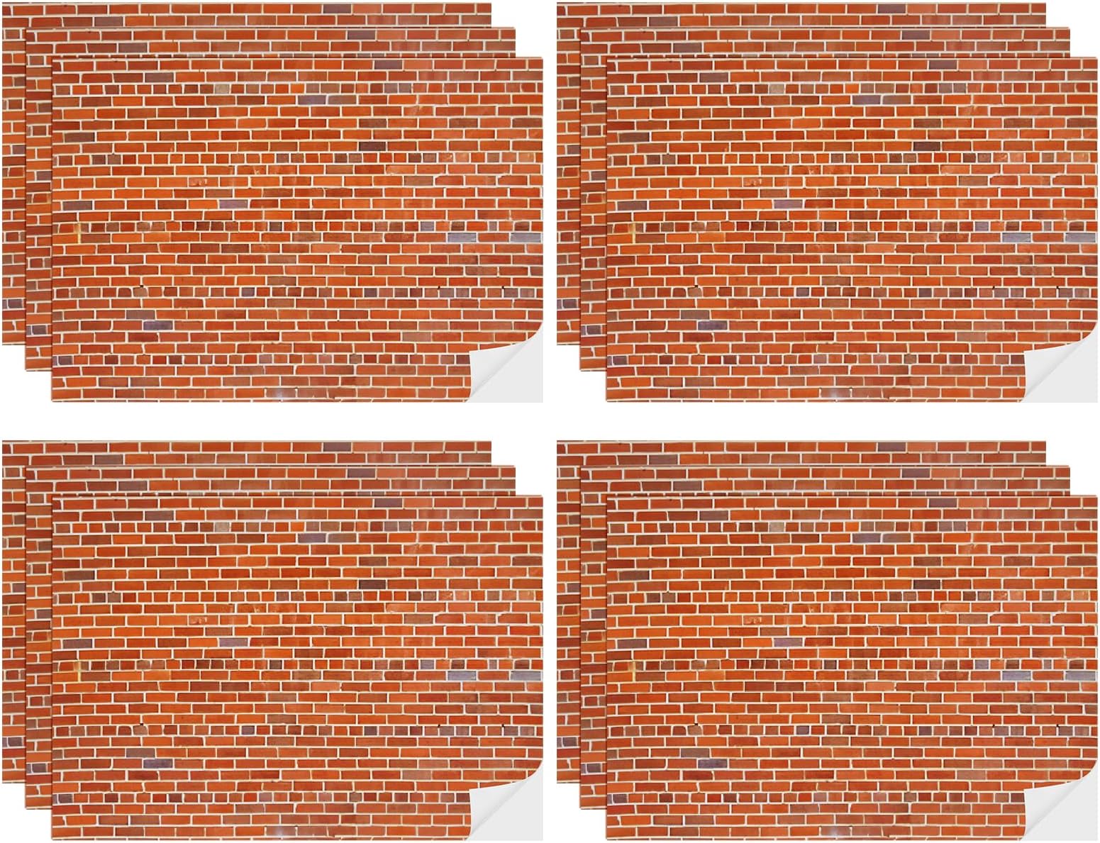 12 Pcs Dollhouse Wallpaper Miniature Dollhouse Accessories Peel and Stick Self Adhesive Miniature Wallpaper Flooring for DIY Doll House Mini Room Decoration Craft Projects 8.3" x 11.7" (Red Brick)