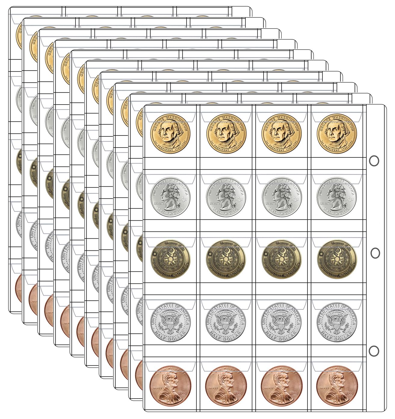 Amazon.com: 200 Pockets Coin Pages, 10 Sheets Pocket Inserts