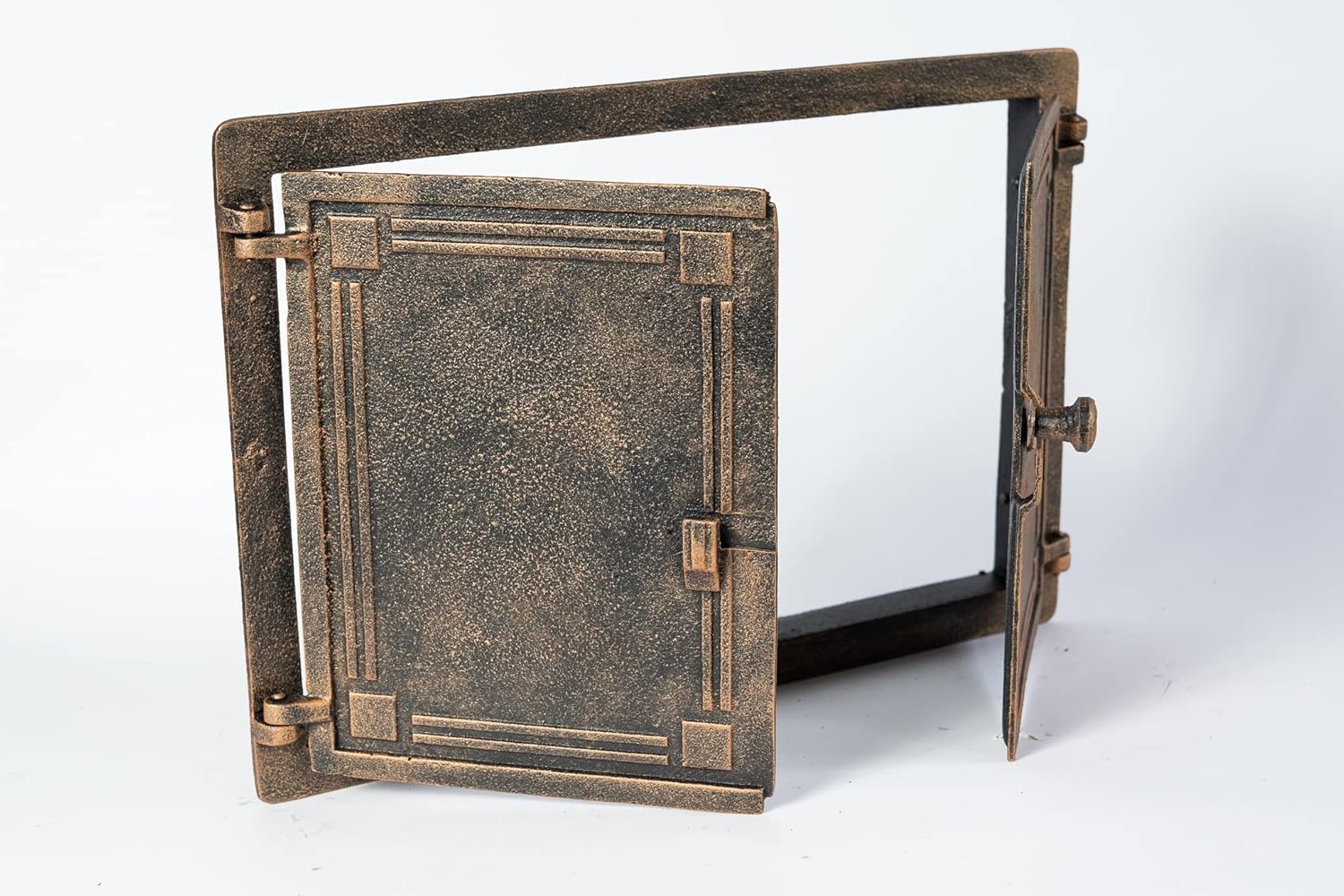 Sezam, Puerta de horno de hierro fundido de 48 x 32,5 cm, puerta para horno de pizza con termmetro de 500 C, horno de pan, cocina de jardn y cmara de ahumado, color cobre