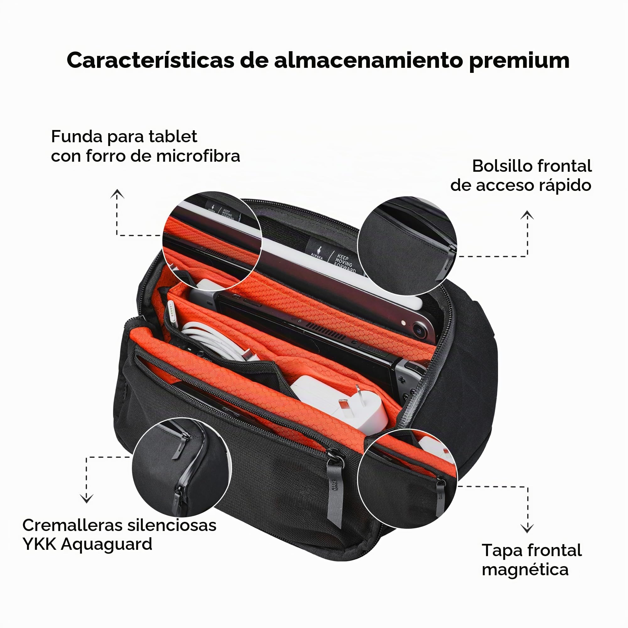 ALPAKA Vertex Pouch 3.5L – Tech Organizer | Bolsa organizadora EDC, cremallera AquaGuard, para cable, móvil, powerbank y USB, se mantiene de pie