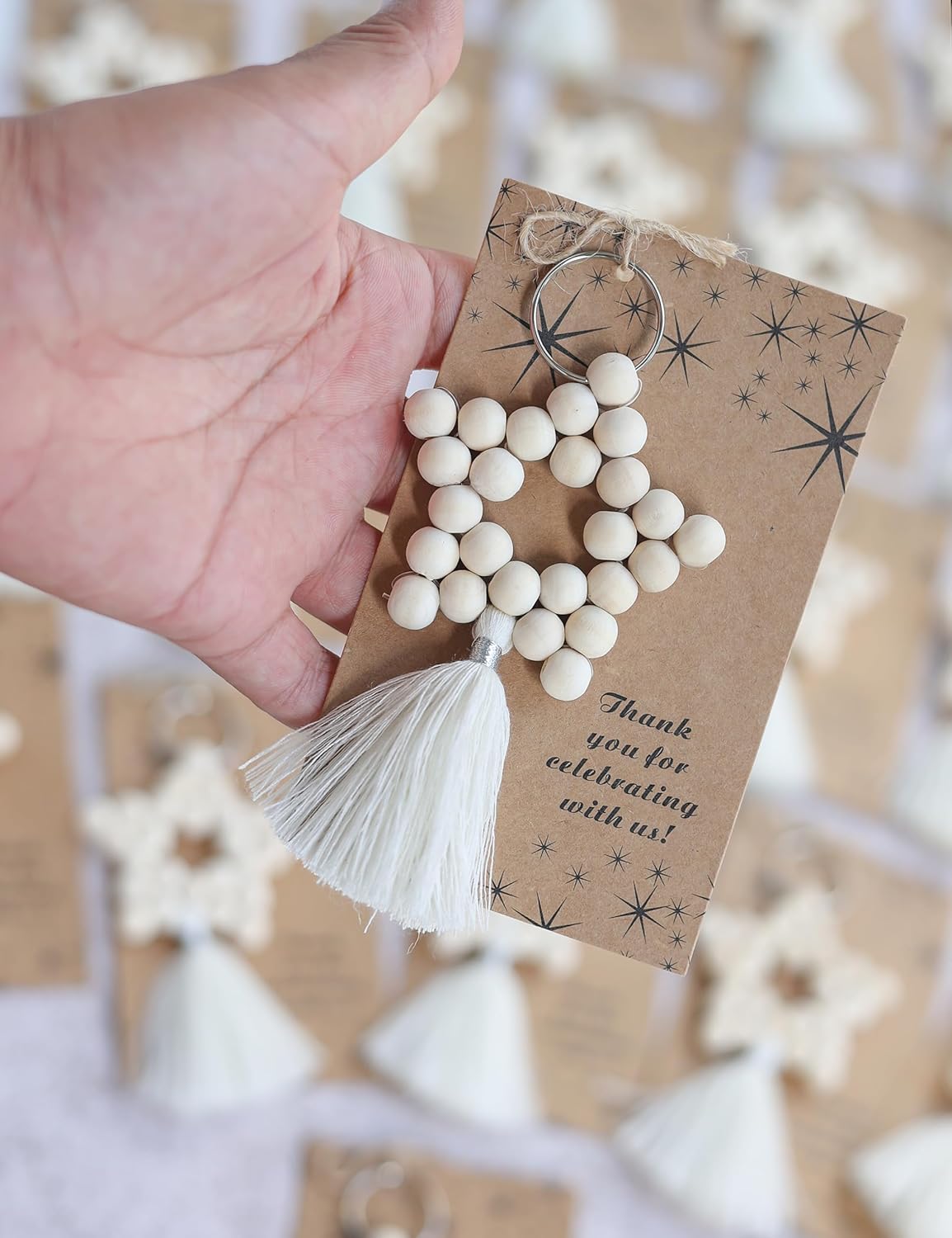 Wooden Bead Tassels (30 pcs set) for Wedding Favors, Baby Shower Favors for Guests, Bridal Shower Party Favors, Thank You Gifts. (White30) - Image 4