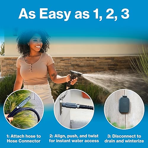 Miniatura 5 de Aquor House Hydrant V2+ - Grifo de jardín para exteriores que no genera escarcha, con conexión rápida y antisifón, 10 pulgadas, polímero gris pizarra