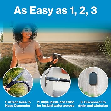 Aquor House Hydrant V2+ Frost Free Outdoor Faucet, Anti Siphon Valve with Quick Connect, Frost Proof Flush Wall Hose Bib, 2 inch Stem, 4-1/2 inch Install Depth, Slate Gray