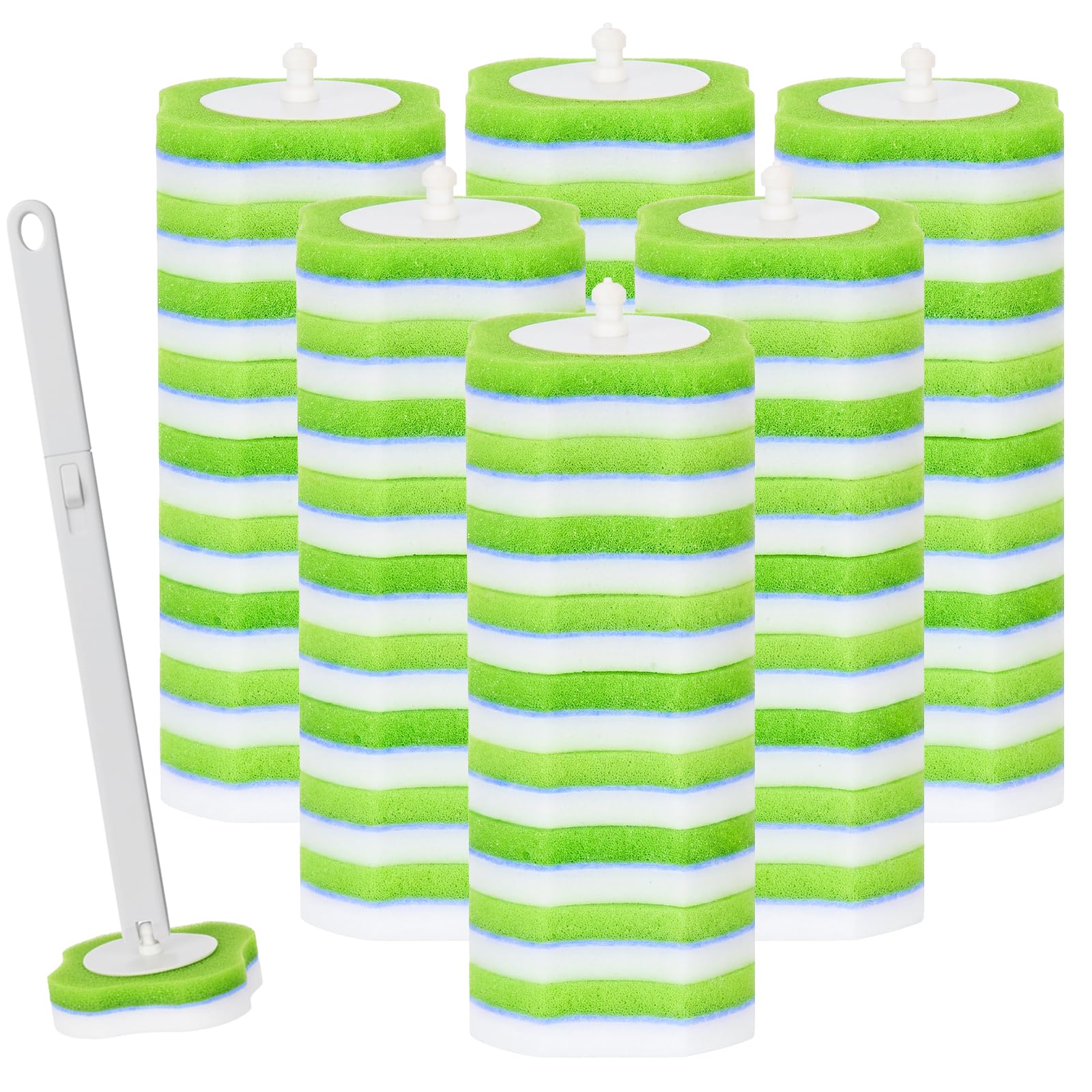 54 Pcs Toilet Wand Replacement Heads, Disposable Toilet Brush Heads, Toilet Wand Disposable Refill Heads, Disposable Replacement Head(Green)