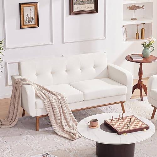 Miniatura 7 de HUIMO Sofá biplaza de 62 pulgadas, sofás de dos plazas modernos de mediados de siglo para sala de estar, muebles tapizados con marco sólido y