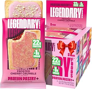 Legendary Foods Protein Pastry: Cherry Crumble, 22g Protein, Zero Added Sugar, Keto Snack (8 Pack)