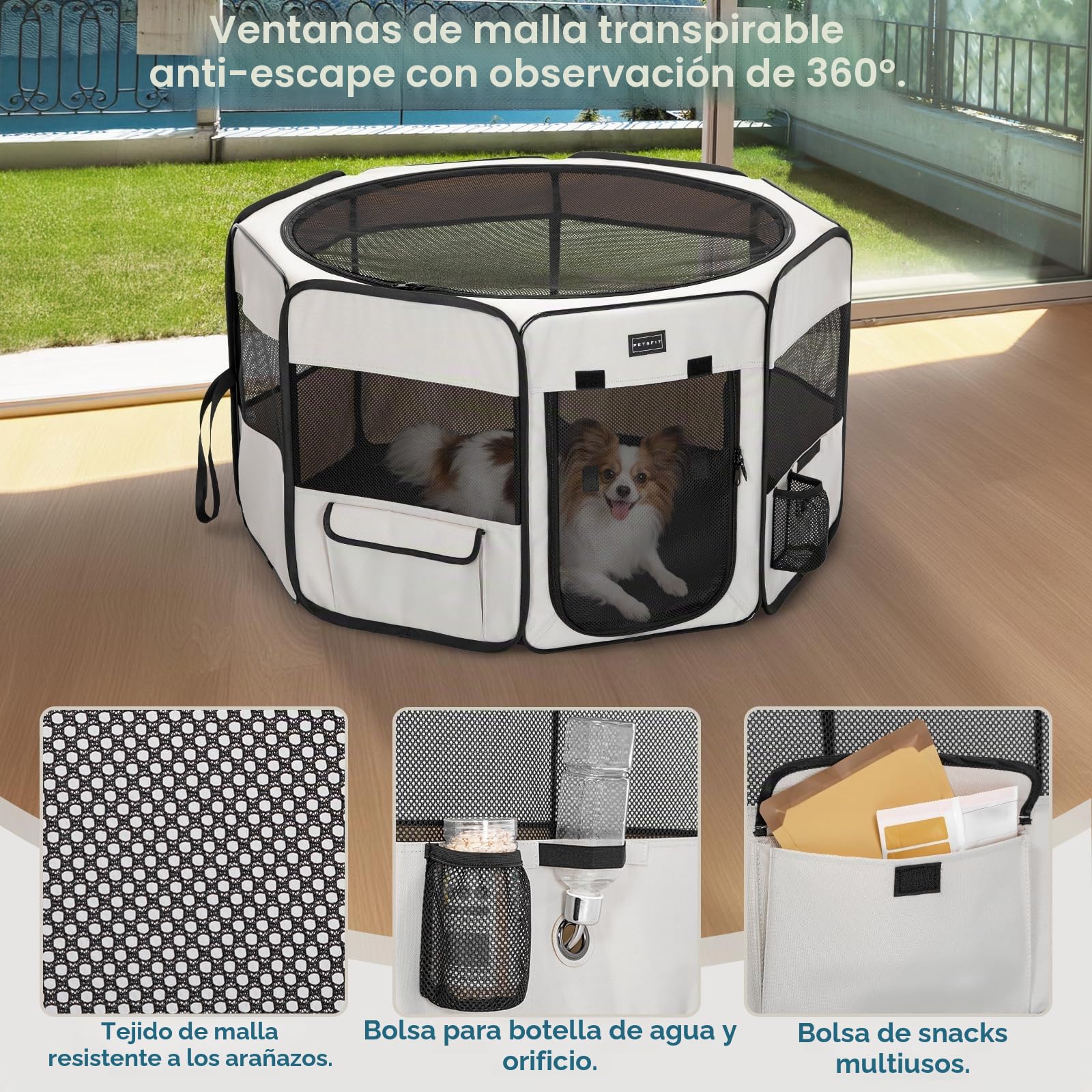 Petsfit Portátil Parque para Perros,Parque Perros para Perros Conejos Gatos,Impermeable Parque de Juego de Tela Oxford,Diseño Pop-Up