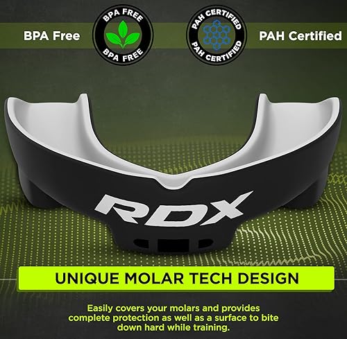Miniatura 2 de RDX Protector Bucal para Boxeo MMA Kickboxing Muay Thai Judo Karate - Protector de Mandíbula con Funda de Almacenamiento para Adultos, Artes
