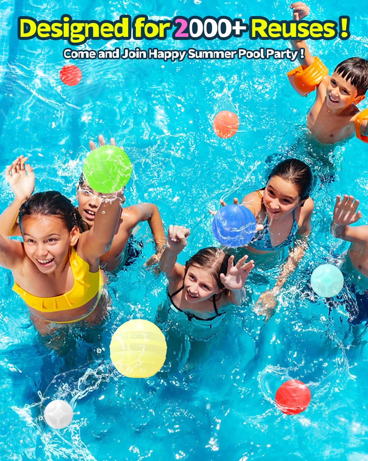 Wasserbomben Wiederverwendbar, 14 Stück Wasserbomben Selbstschließend mit Netzbeutel, Silikon Wasserballons Wiederverwendbare für Wasserspielzeug Kinder Pool Spielzeug Sommer Wasserschlachten