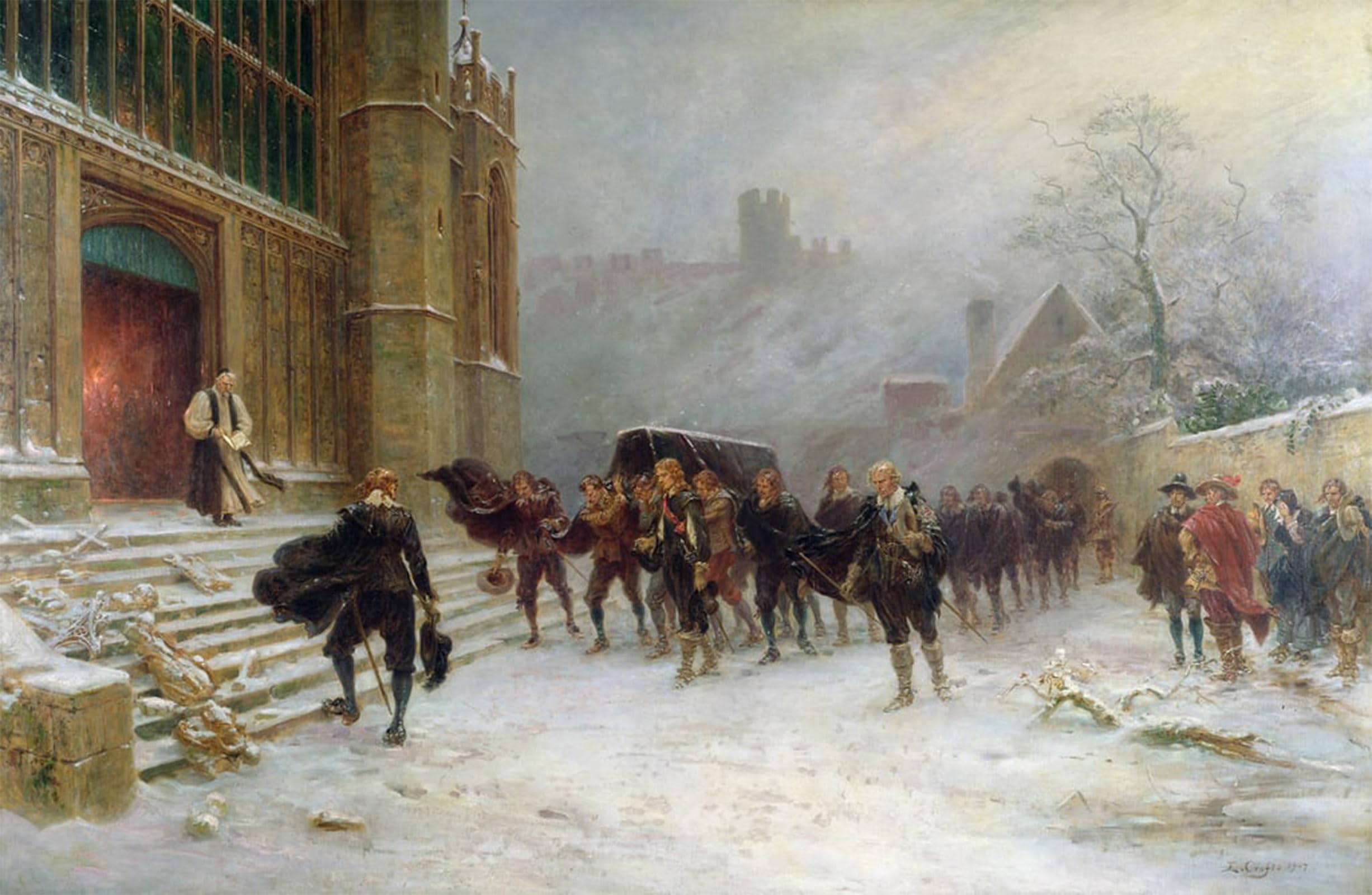 SERENDIPITP Abstract Painting Mural Print Picture Wall Decor Painting the Funeral of King Charles I by Ernest Crofts Vintage Wall Artwork for Home Decor 60x90cm