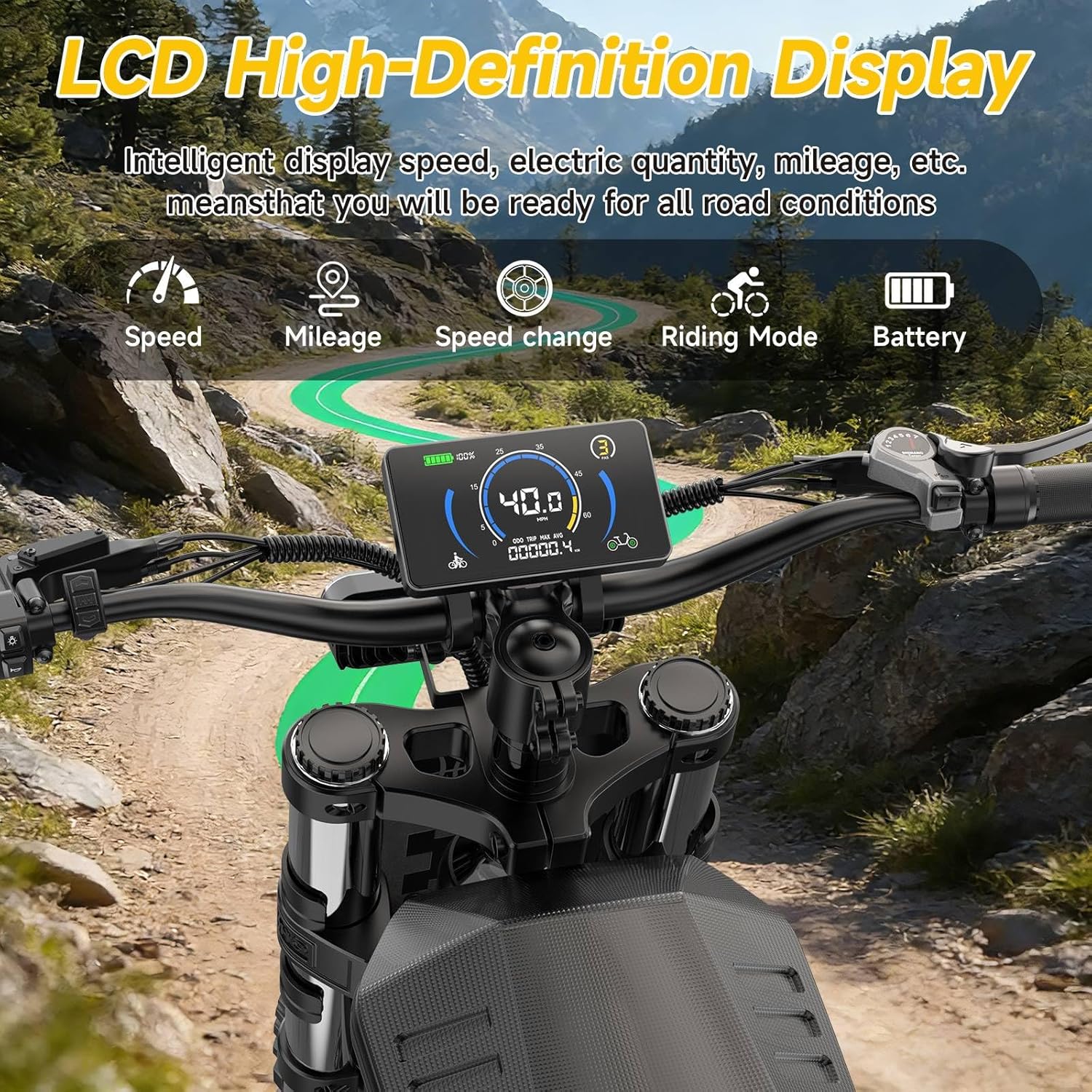 HiKeep Electric Dirt Bike for Adults - Peak 1500W/3000W Electric Bikes, 28-35MPH, 48V/52V 15.6Ah/25Ah/40Ah, 70-120 Mile(PAS Mode), 16/20 Inch All-Terrain Fat Tire Electric Motorcycle