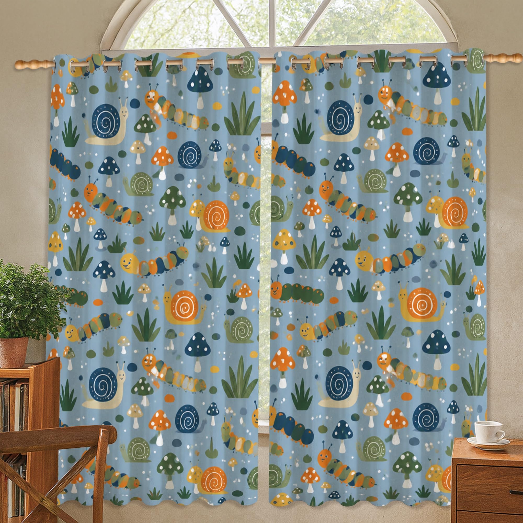 Rideaux occultants chenille de qualité supérieure bleus à motifs