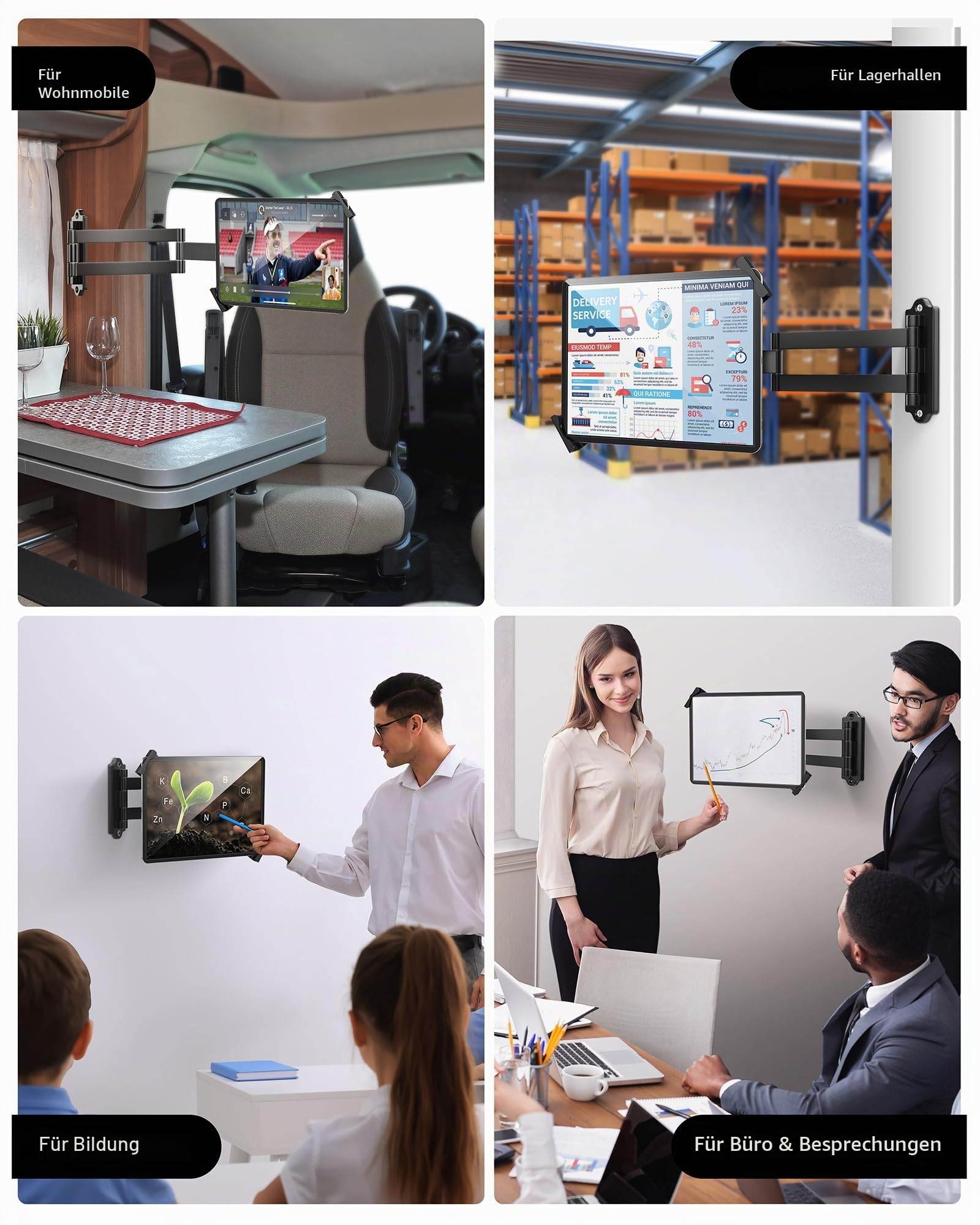 AboveTEK Tablet Wandhalterung iPad Ständer für 7-11Zoll Tablets/iPad/Galaxy Tab/Slate/Fire Tablet Halterung mit Anti-Diebstahl-Sicherheitsschloss und -Schlüssel schwarz