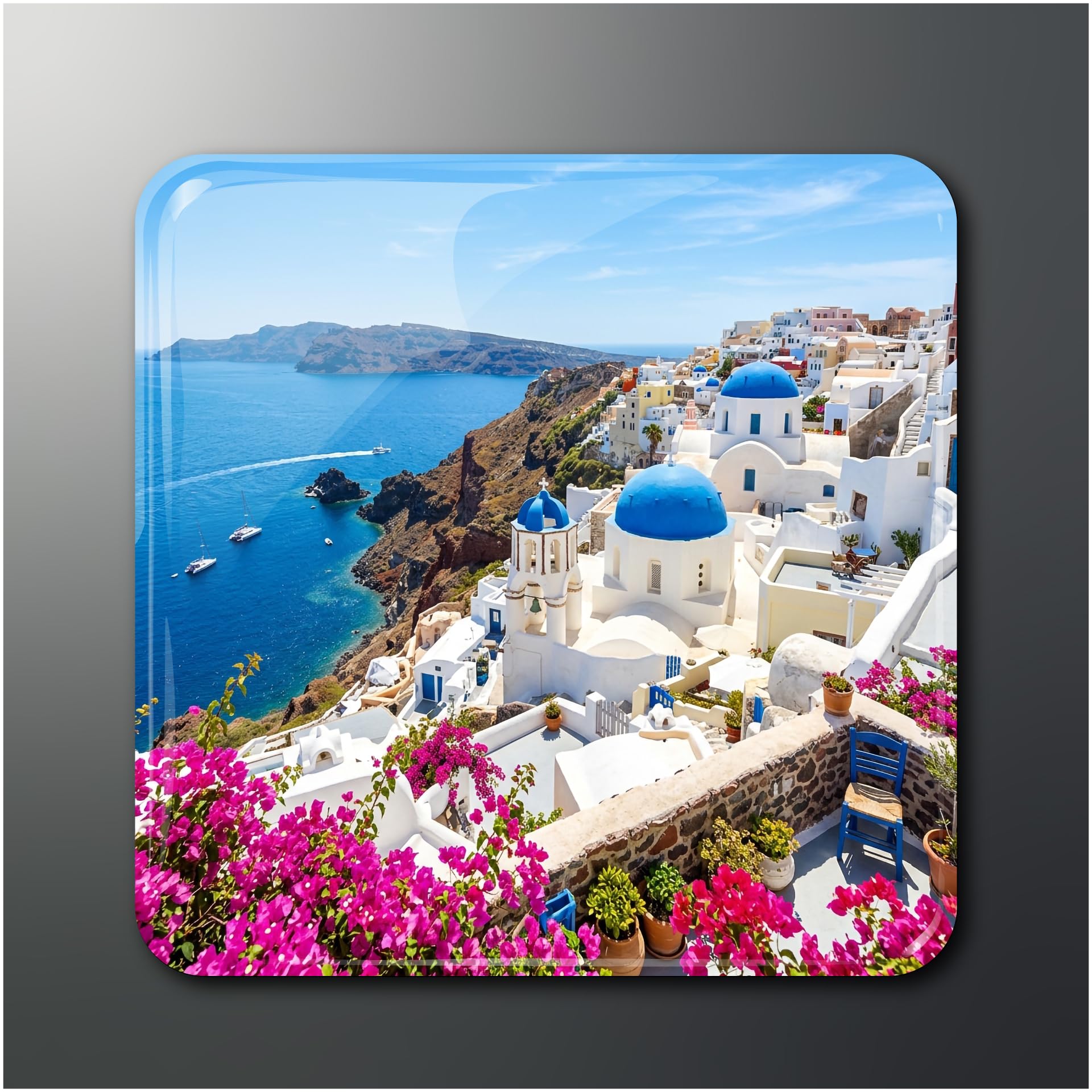 Greece Fridge Magnet - Iconic Blue Dome Oia Landscape Travel Souvenir - Premium Glossy Decorative Magnet for Kitchen and Home Decor-image-16