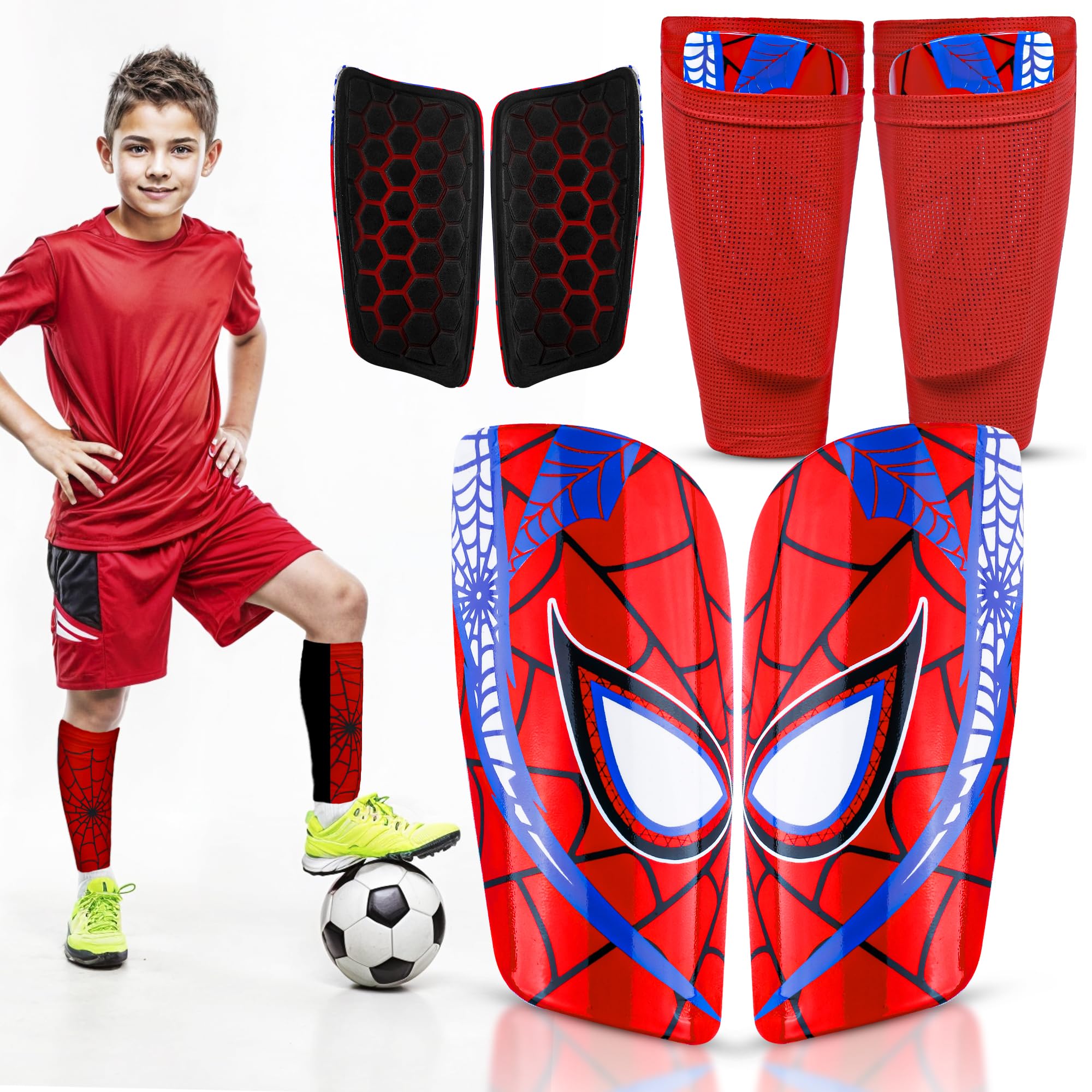 Unbreakable shin Guards Soccer Kids Includes Sleeves Soccer Shin Guards Youth, & Adults | Vibrant Colors
