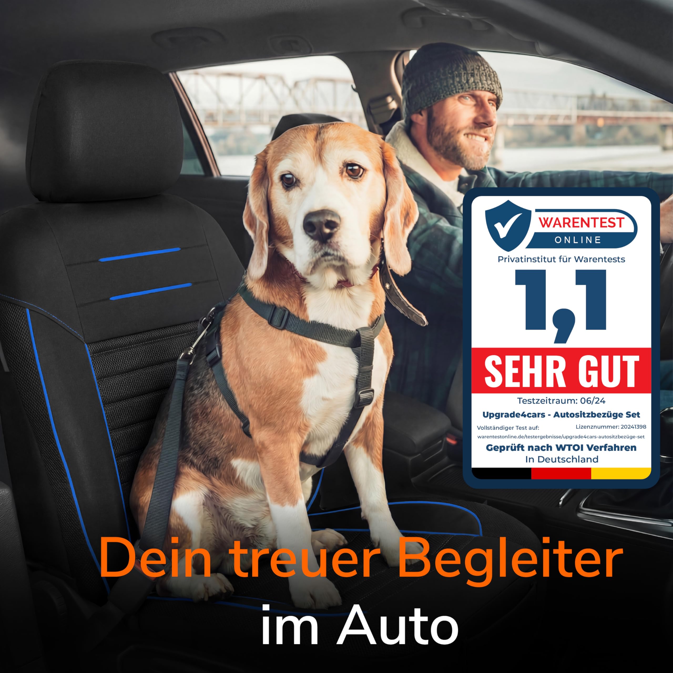Upgrade4cars Autositzbezüge Set Universal Blau für Vordersitze & Rückbank Autozubehör Innenraum