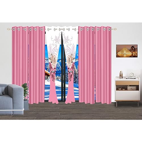 Patterned Faux Silk Curtains, 6 Pcs 38"x84" Decorative Curtains for Bedroom Living
