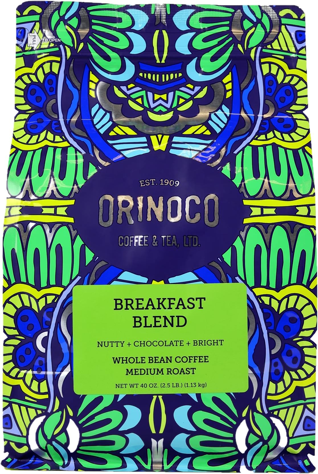 Orinoco Breakfast Blend 2.5lb bag, Medium Roast, Whole Bean Coffee 100% Arabica Beans