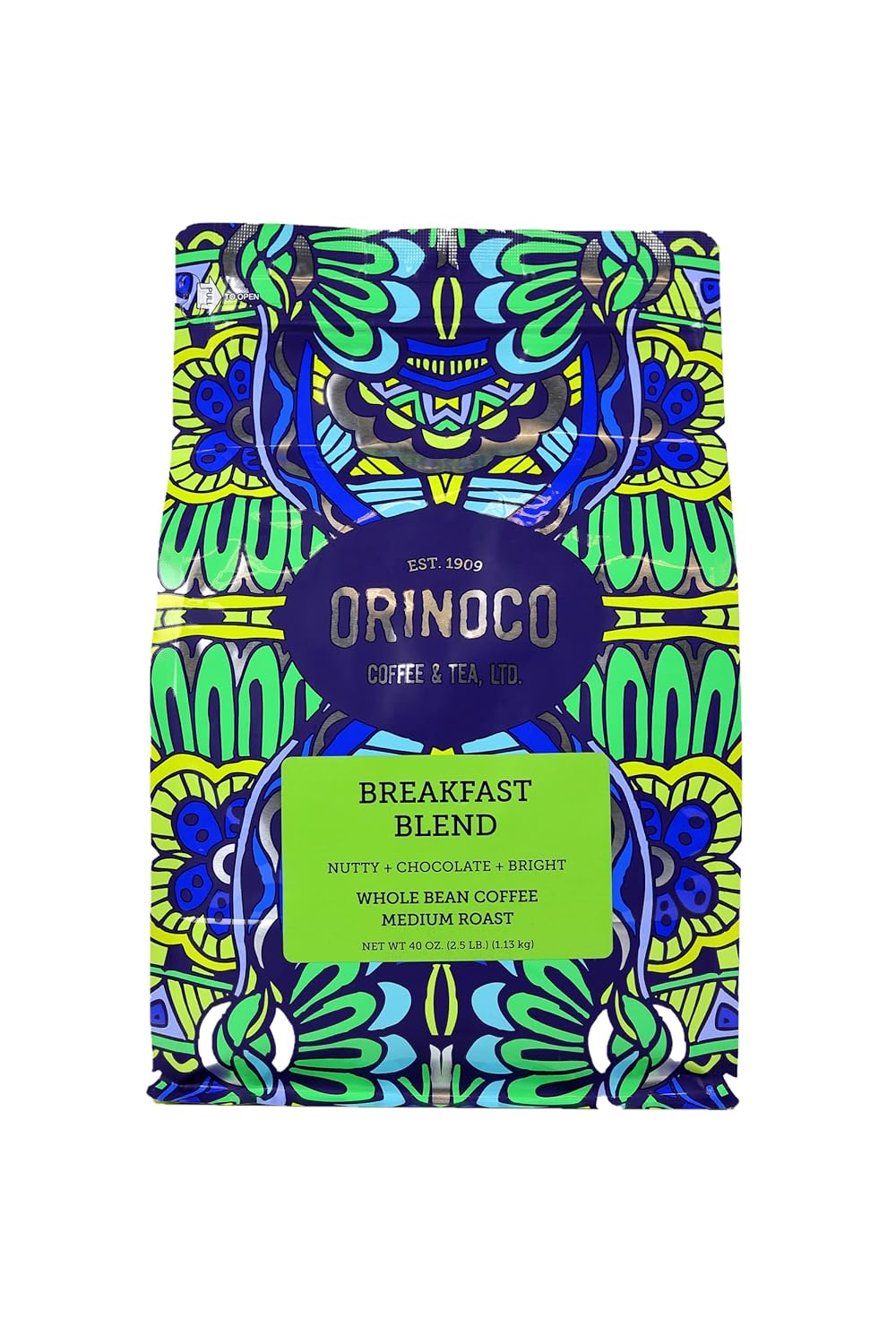 Orinoco Breakfast Blend 2.5lb bag, Medium Roast, Whole Bean Coffee 100% Arabica Beans