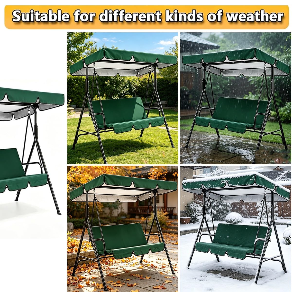 Toit de Balancelle 2/3 Places, Toile de Rechange pour Balancelle de Jardin, Imperméable Anti-UV, Housse de Rechange Extérieure(Brown,164x114x15cm/64x45x6in)