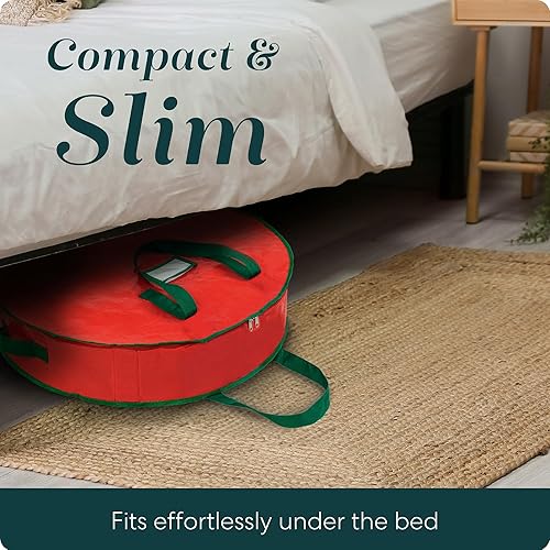 Miniatura 7 de Bolsa de almacenamiento de corona de Navidad de Handy Laundry - Material de lona duradero, cremallera, asas de transporte resistentes, protección