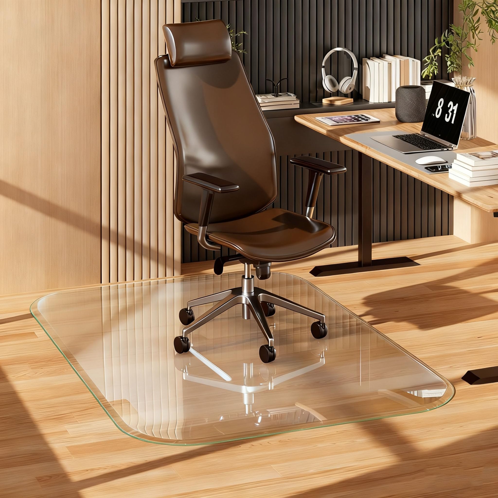 Tempered Glass Floor Mat 48 x 36 Office Chair Mat 1 5 Thick for Carpet Hardwood Floor Carpeted