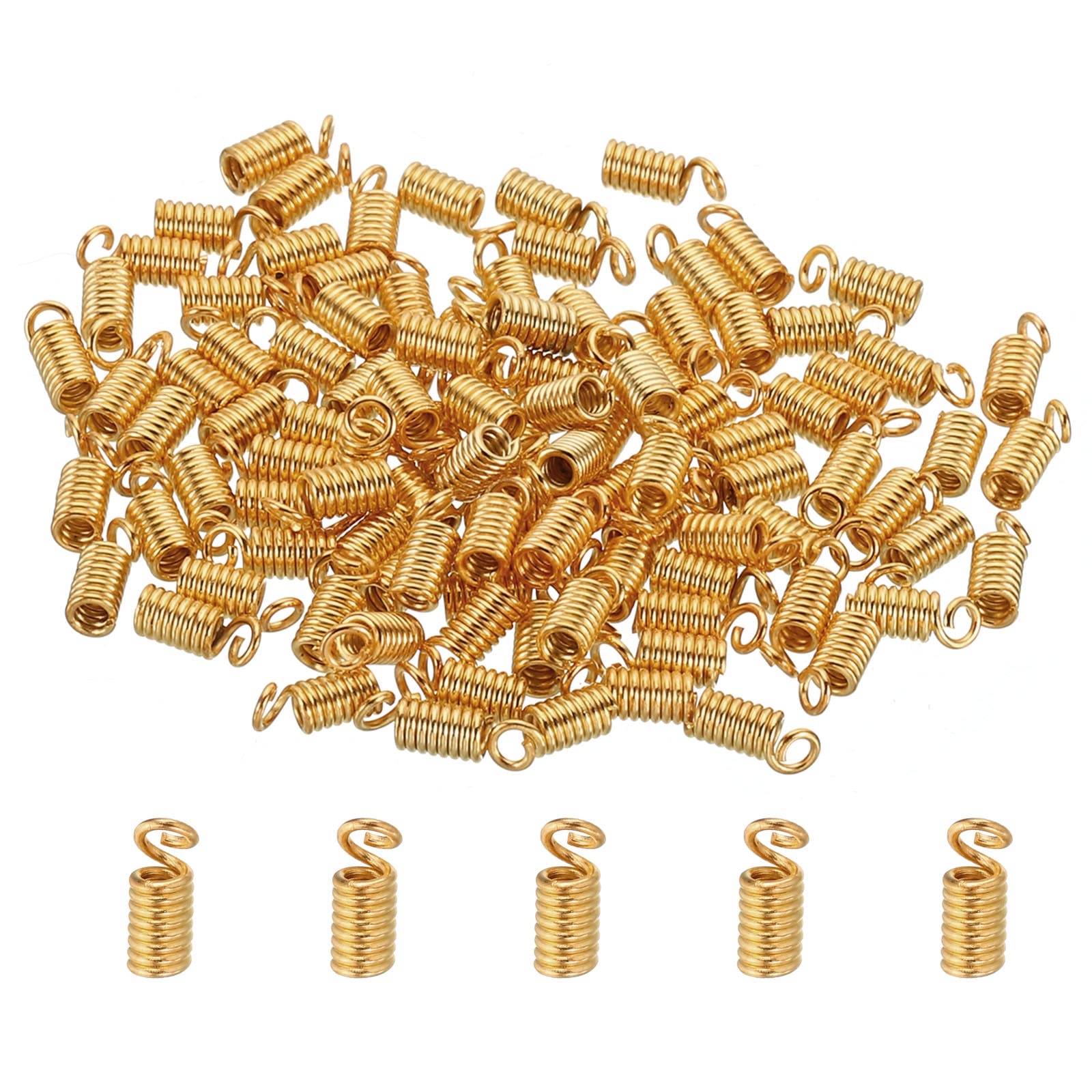 PATIKIL Cord End Caps, 100Pcs 3x7mm Metal Spring Coil End Tips Crimp Terminators Caps for Jewelry Making Bracelets Necklace DIY Crafting, Rose Gold โ image 1