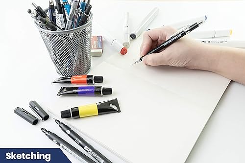 Vista 17 de Pacific Arc Chromagraph - Portaminas de metal de 0.028 in, barril plateado, con indicador de grado de lápiz integrado, soporte para lápiz de plomo