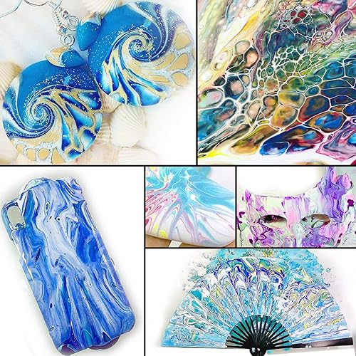 Miniatura 7 de 43 piezas de pintura acrílica para verter de 36 botellas (2 onzas2.0 fl oz), 32 colores surtidos para pintura acrílica premezclada de alto flujo,