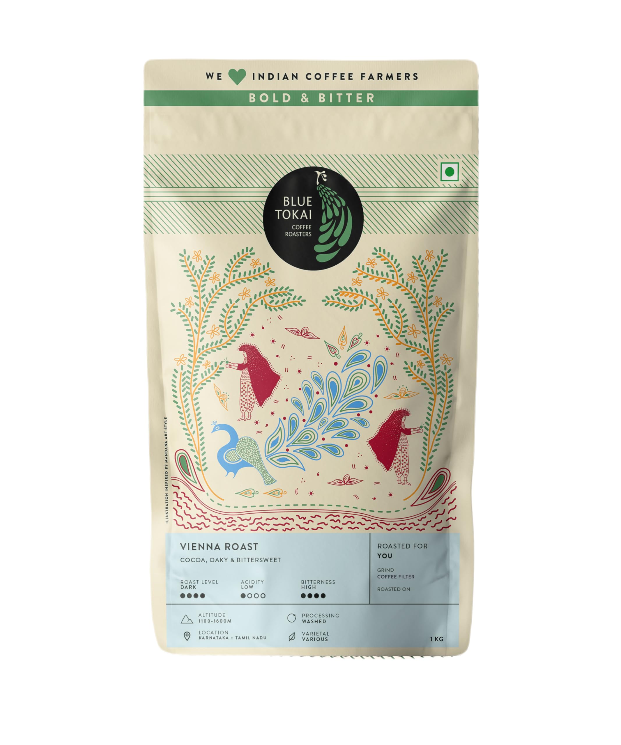 Blue Tokai Coffee Roasters Vienna Roast - Dark Roast | Filter Coffee 500g | Rich Aroma | 100% Arabica Beans | Specialty Coffee | Freshly Roasted Ground Coffee