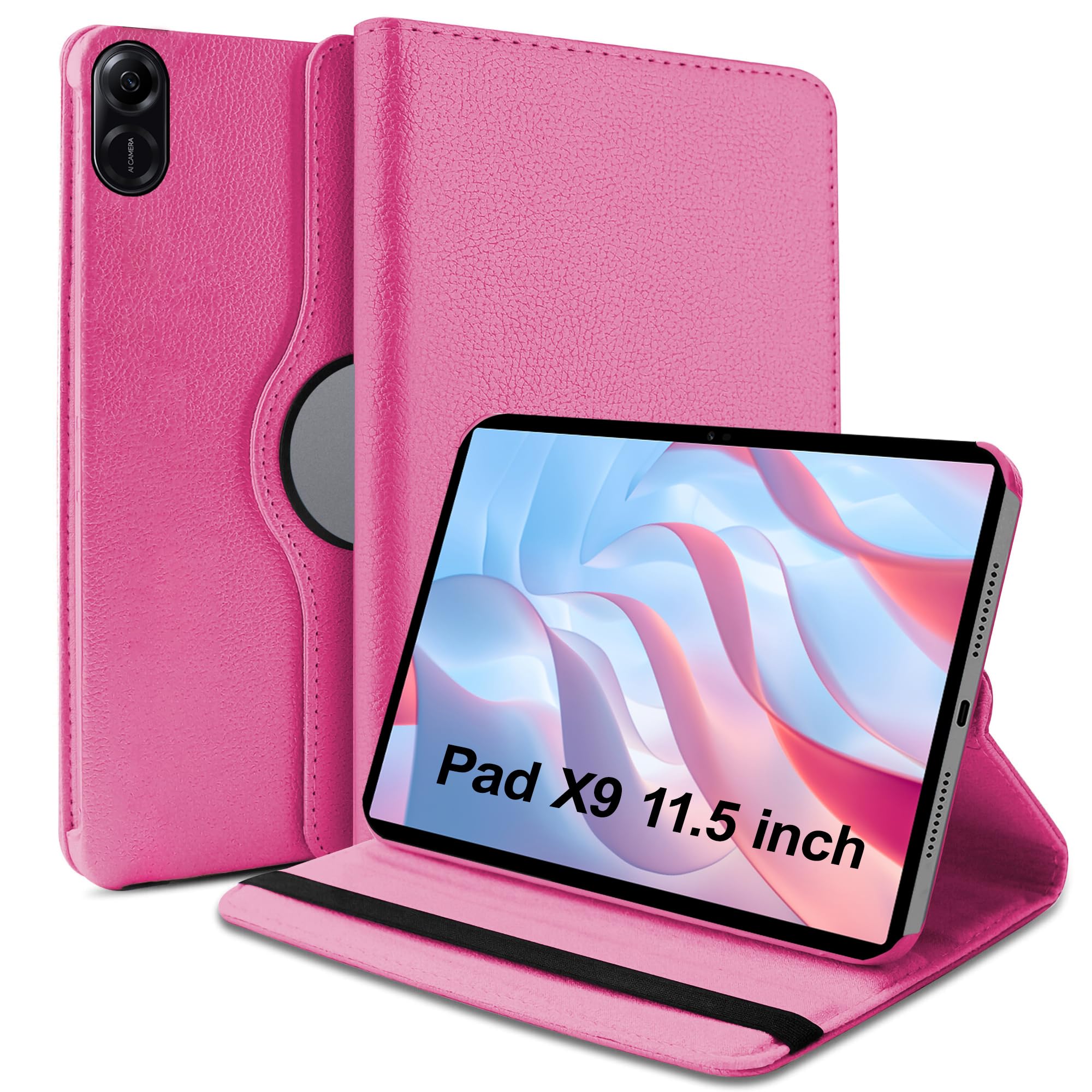 TGK Rotating Cover for Honor Pad X9 11.5 inch Leather Flip Case (Hot Pink)-image-23