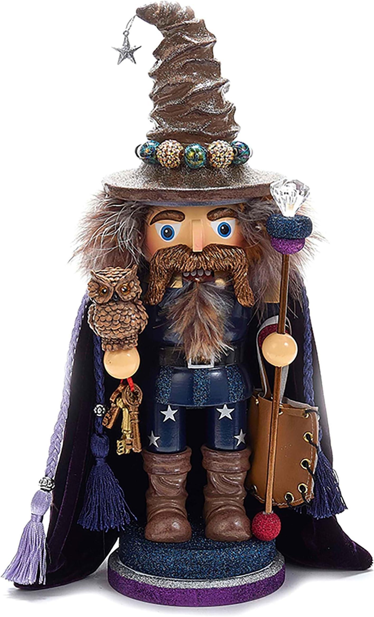 Kurt Adler Hollywood Wizard Nutcracker with Owl, 15"