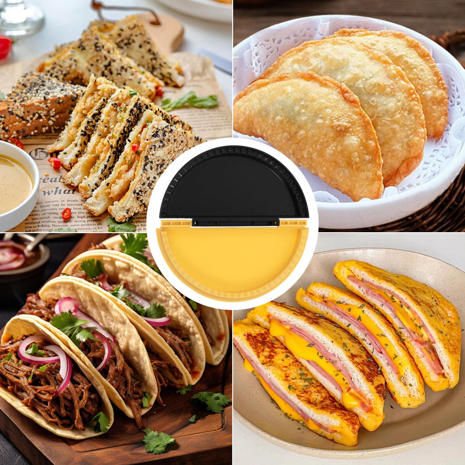 Crimpatrice per Impacchi, Toast Sandwich Maker, Pinza Crimpatrice per Involucri, Stampo per Sandwich Bifacciale, Sandwichmaker per Preparare Burritos, Tortillas di Mais, Pasticcini