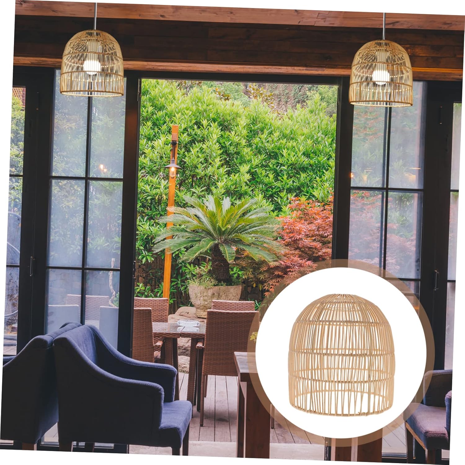 Artibetter Woven Lamp Shade Rattan Ceiling Light Pendant Light Cover for Restaurant
