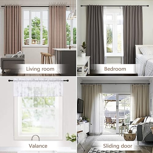 Miniatura 7 de Barras de cortina para ventanas de 32 a 52 pulgadas, barras de cortina negras resistentes de 1 pulgada con soportes, barra de cortina ajustable para