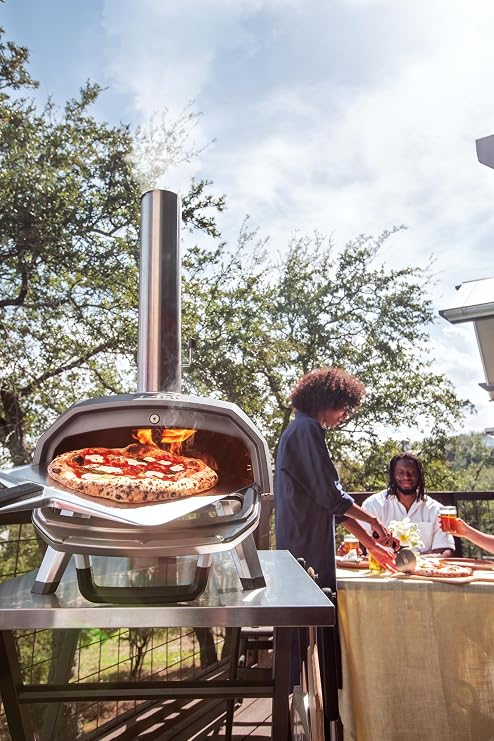 Ooni Karu 2 Multi-Fuel Pizza Oven - Ooni 12 Perforated Peel, 12 Bamboo Peel, Turning Peel and Medium Outdoor Table
