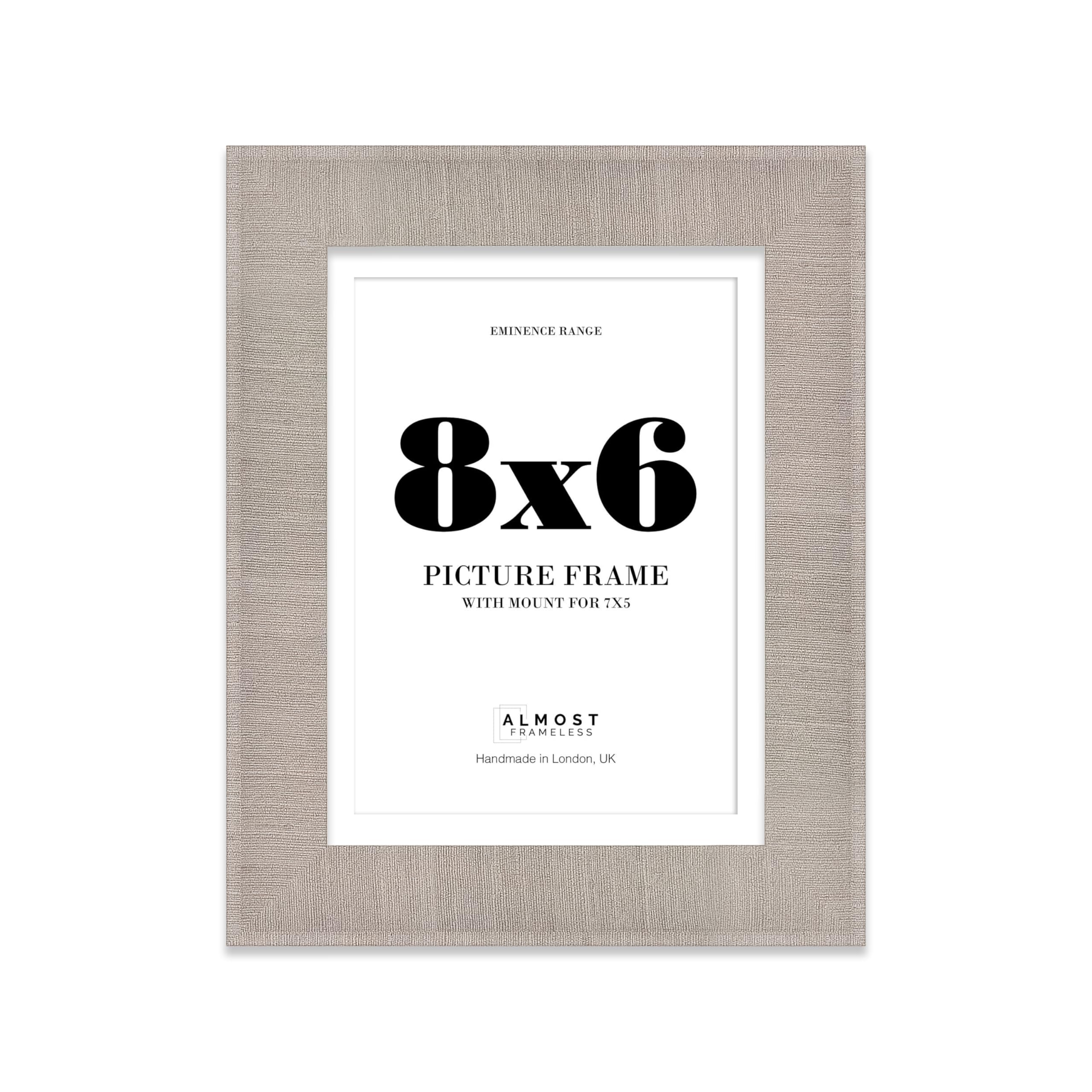 8x6" Grey Picture Frame with 7x5" Mount - Shabby Chic Photo Frame with Distressed Finish, Wall Hooks and Kickstand, 32mm Edge - 1 Pack