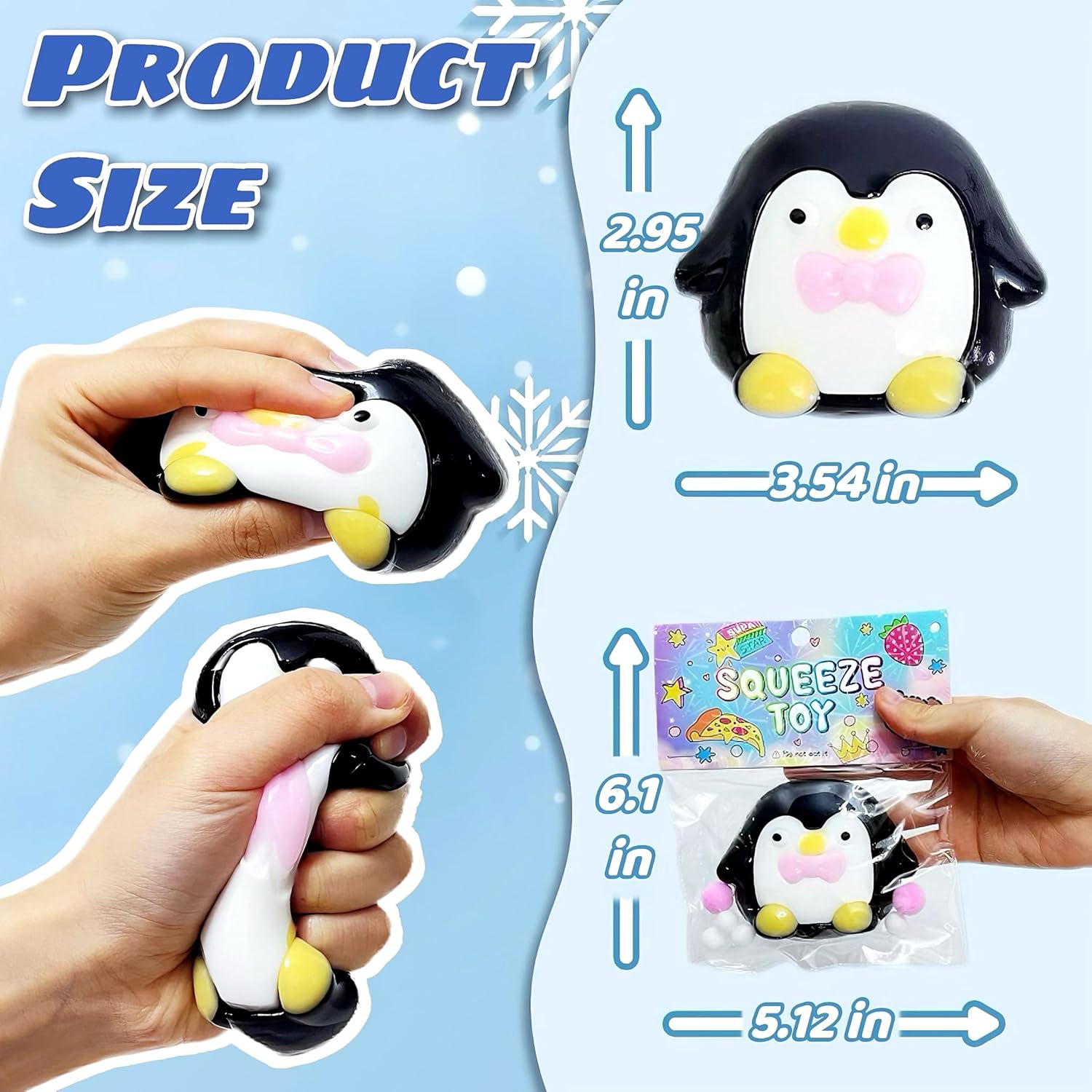 Cute Penguin Taba Squishy, Penguin Stress Ball FuFu Squishy Toys for Kids, Kawaii Squishies, Stretchy Animals Squeeze Balls Taba Sensory Toys for Boys, Girls, Party Favors