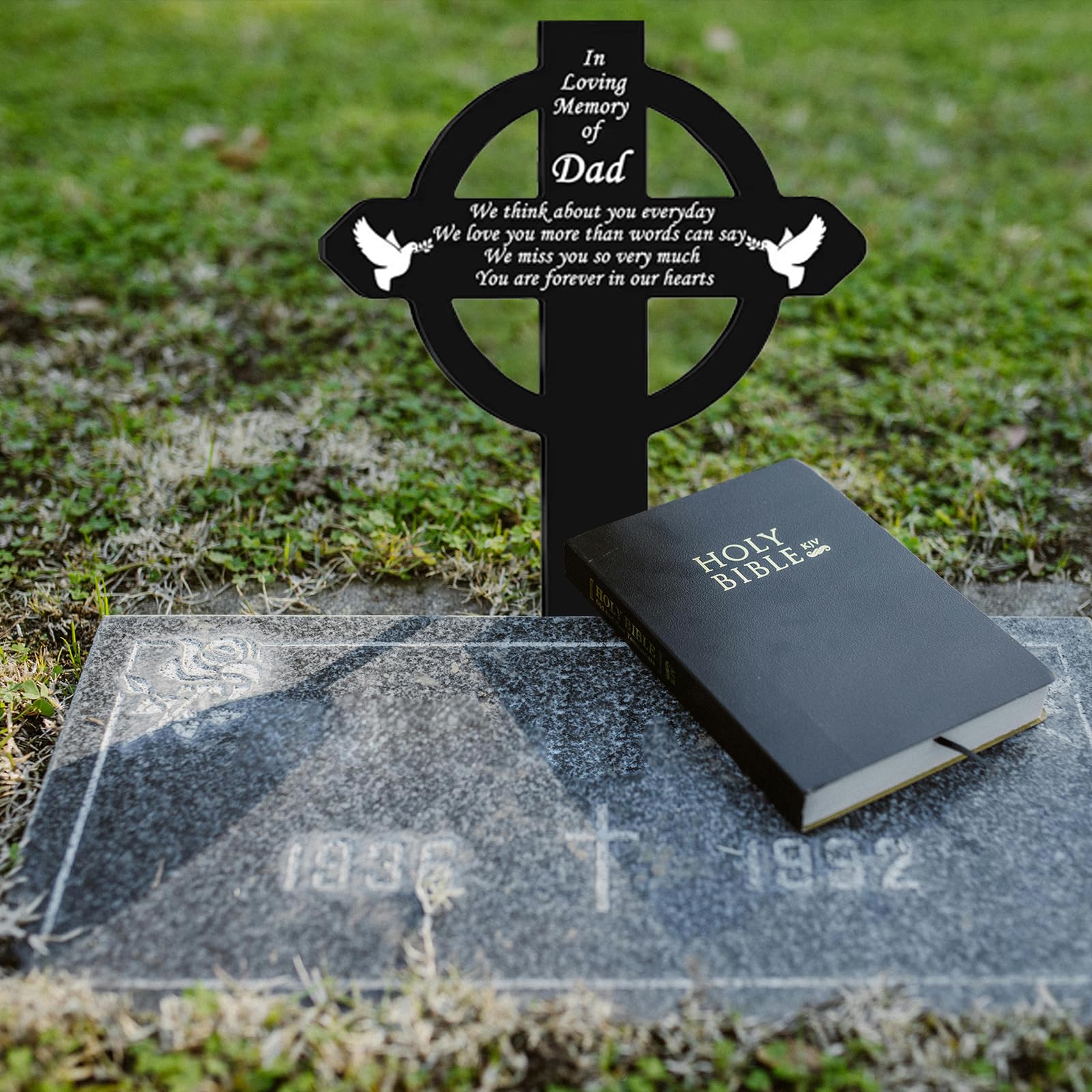 Memoria En Padre Día Impermeable Tumba Tarjeta Y Con