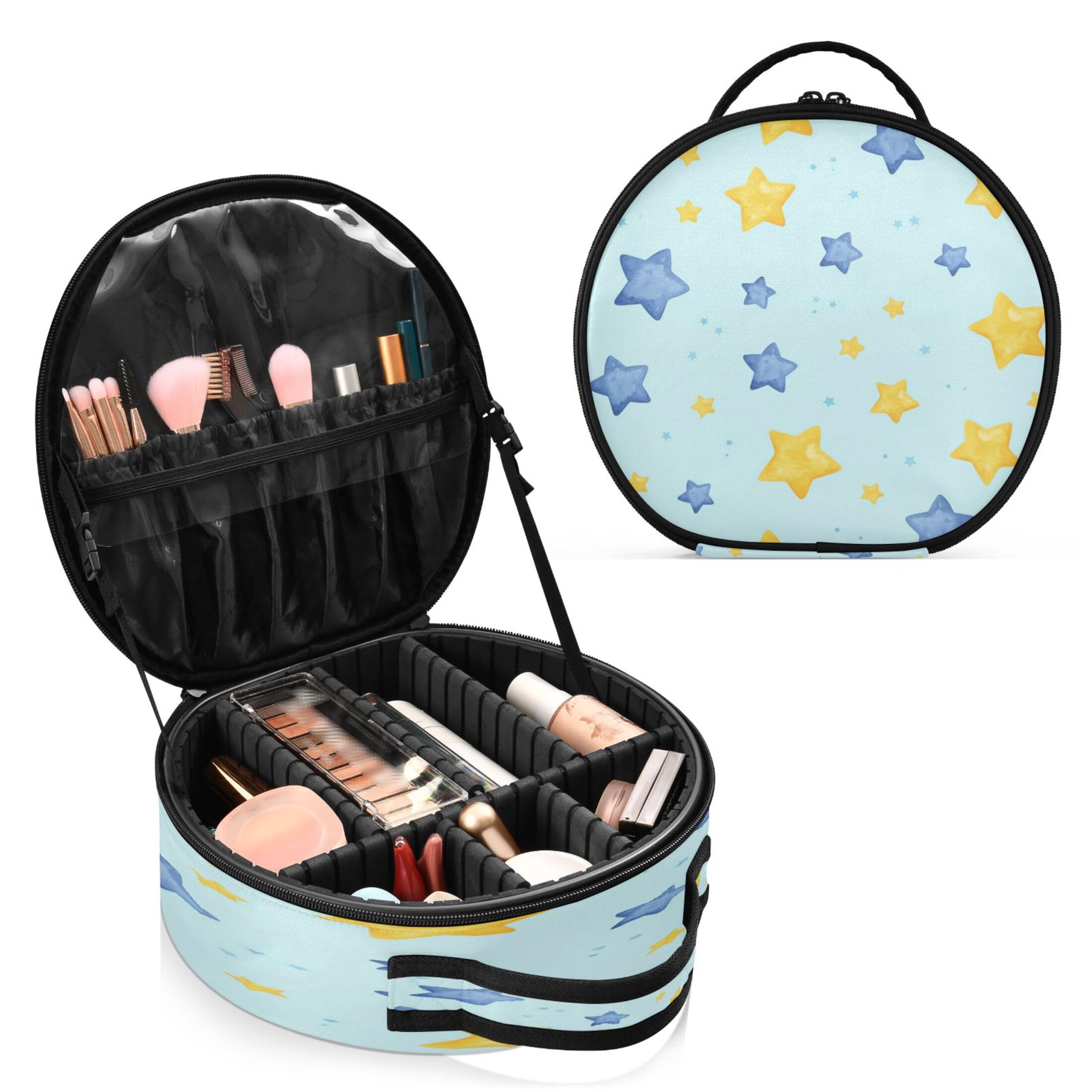 Takiito Stars Travel Makeup Case Portable Makeup Box Artist Cosmetic Case Organizer With Adjustable Dividers