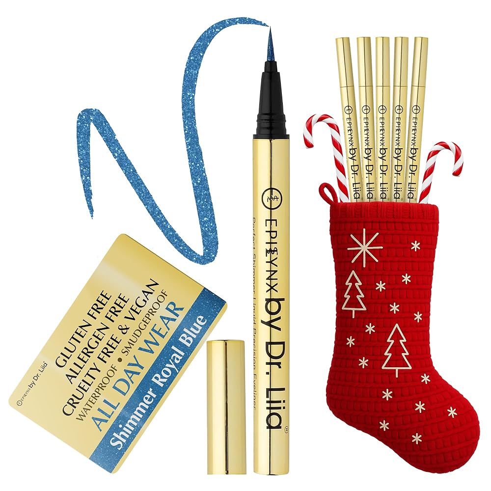 Liquid Eyeliner - Hypoallergenic Eyeliner with Fine Brush Tip, Long-Lasting Waterproof Eye Liner - Cruelty-Free, Vegan, Hypoallergenic, Gluten-Free, Smooth Liquid Eye Liner, Shimmer Royal Blue 2mL