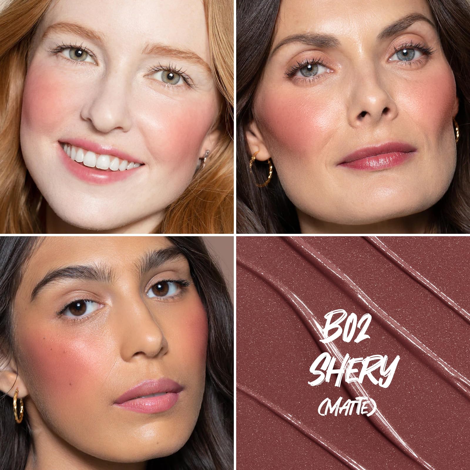 Maquillaje líquido rubor, un acabado fresco y saludable, rubor facial impermeable de larga duración para mejillas, fácil de crear un maquillaje natural de niebla de terciopelo, jerez B02 2